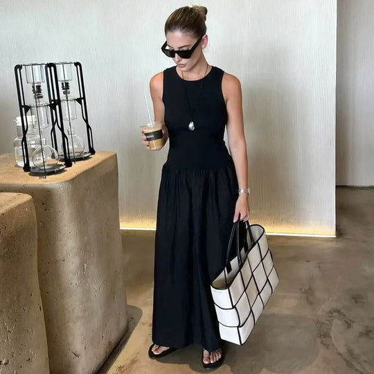 Dames mouwloze elegante maxi jurk