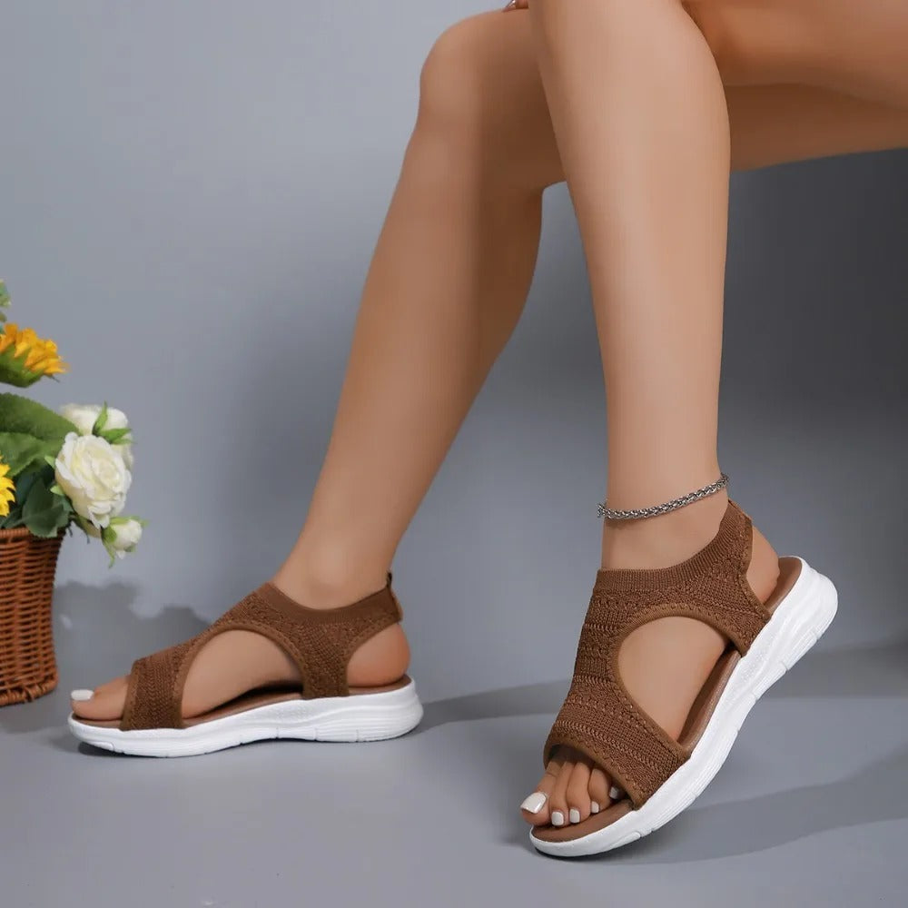 Mesh platform wedge sandalen voor dames