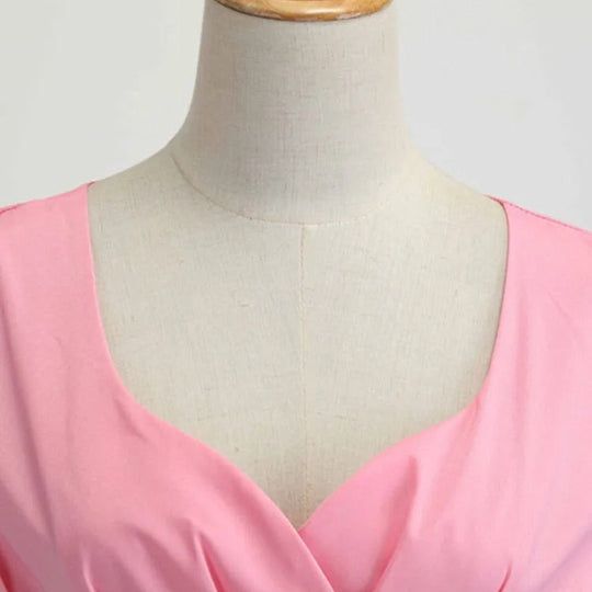 Dames V-hals Vintage Midi Dress