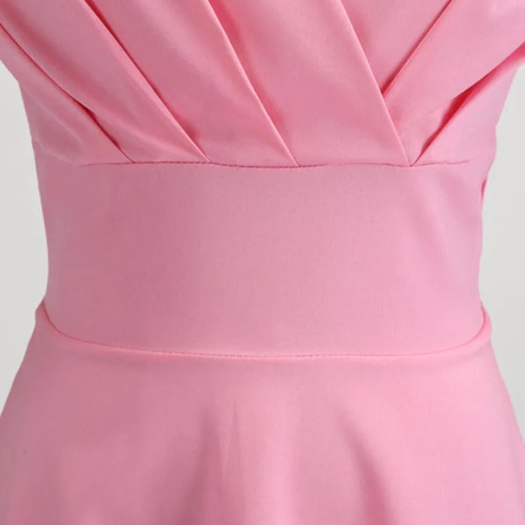 Dames V-hals Vintage Midi Dress