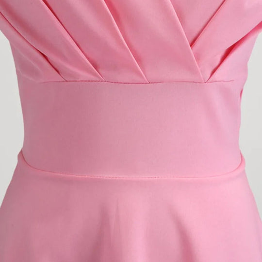 Dames V-hals Vintage Midi Dress