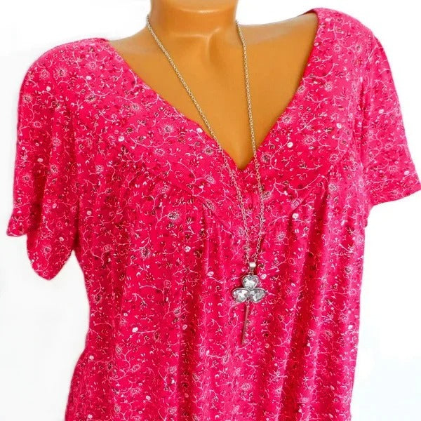 Dames tanktop met bloemenprint en V-hals
