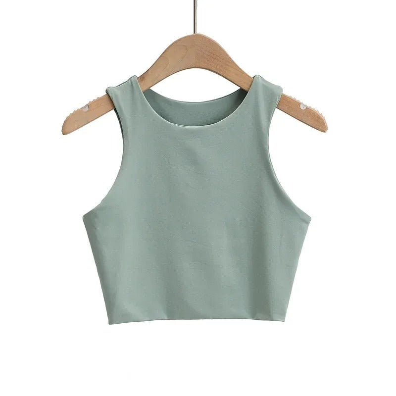 Dames mouwloze O-hals Slim Fit Tank Top