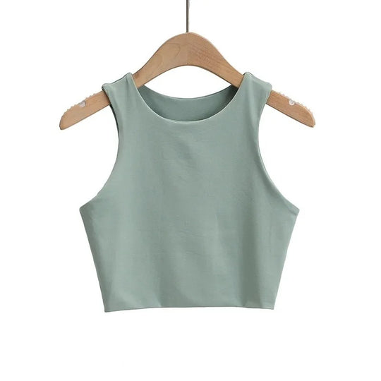 Dames mouwloze O-hals Slim Fit Tank Top