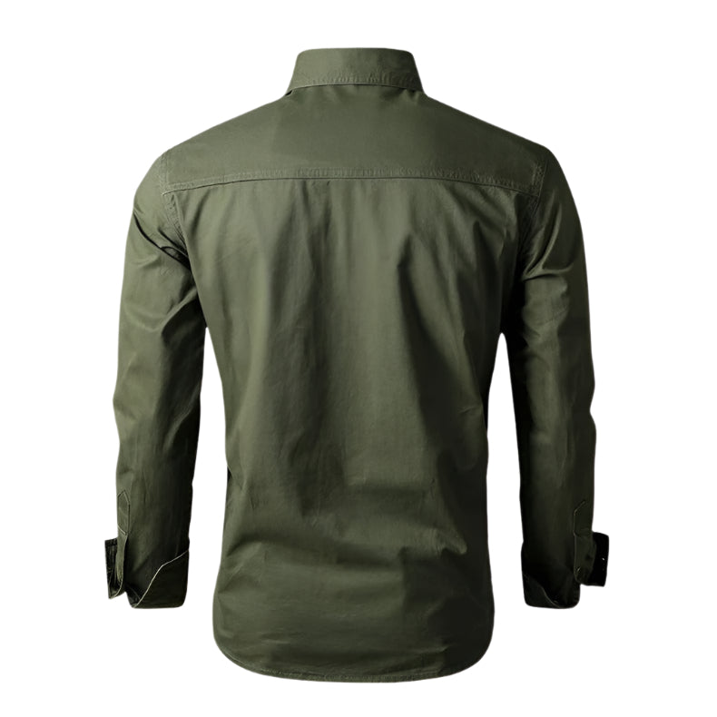 Heren shirt met lange mouwen in militaire stijl