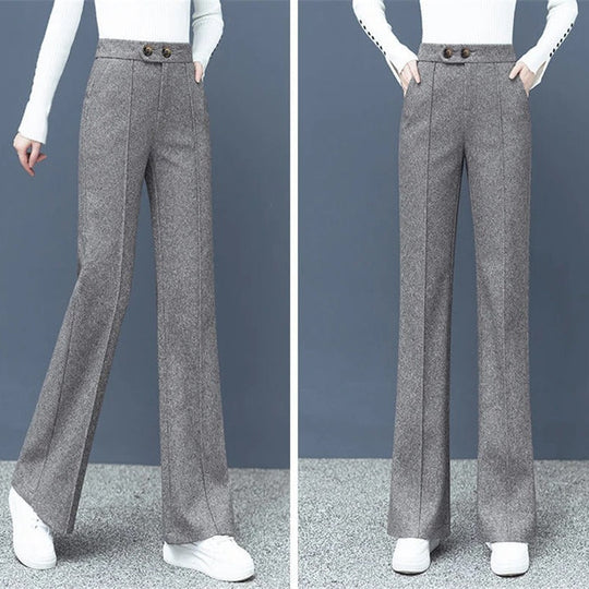 Dames wolmix rechte broek