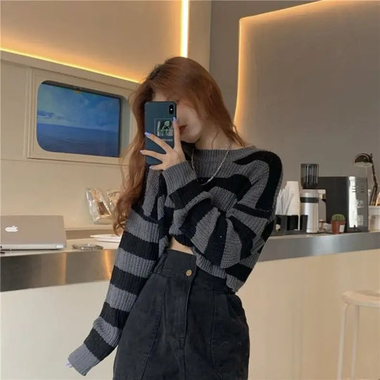Dames Vintage Oversized Korte Trui