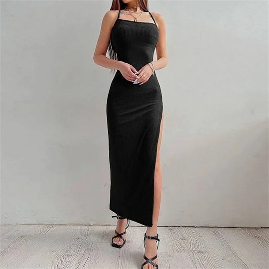 Dames mouwloze halternek bodycon jurk