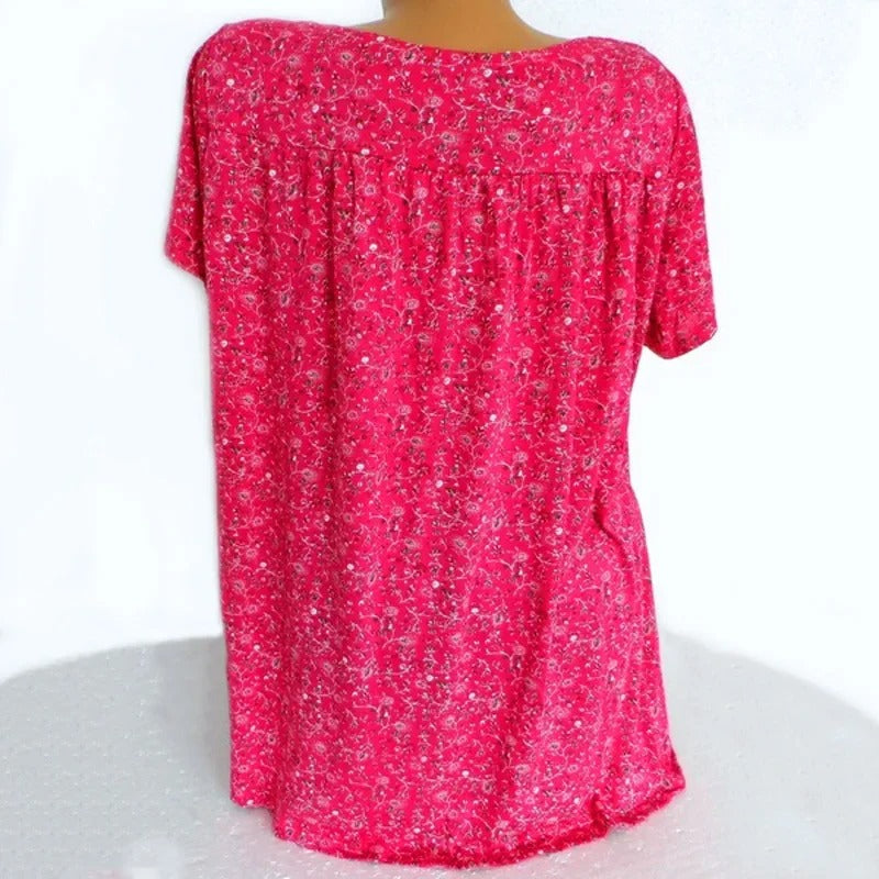Dames tanktop met bloemenprint en V-hals