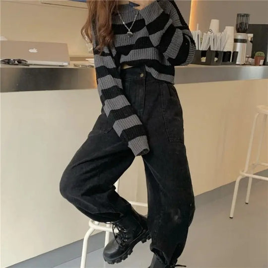 Dames Vintage Oversized Korte Trui