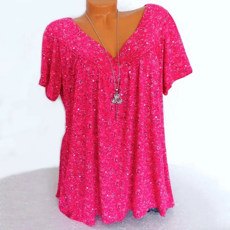 Dames tanktop met bloemenprint en V-hals