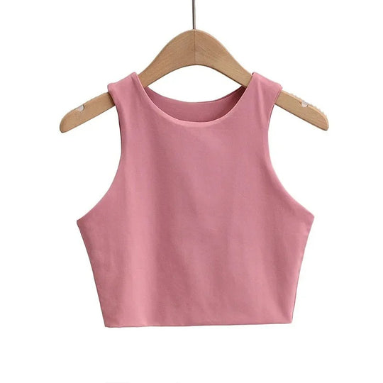 Dames mouwloze O-hals Slim Fit Tank Top
