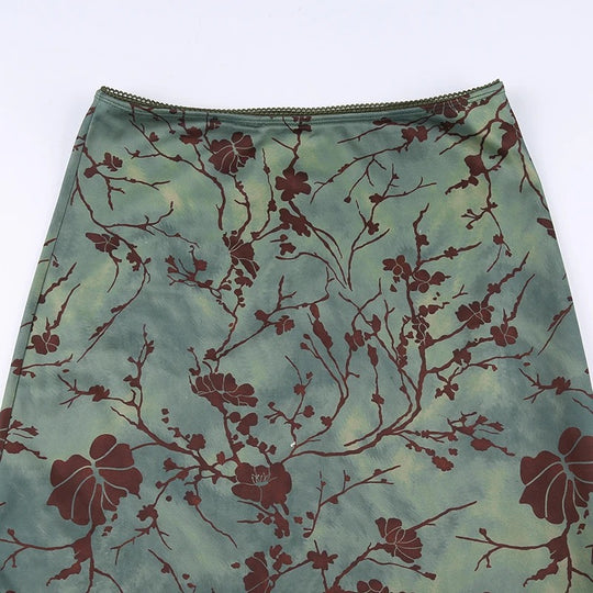Vintage midi-rok met bloemenprint
