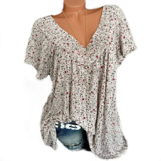 Dames tanktop met bloemenprint en V-hals