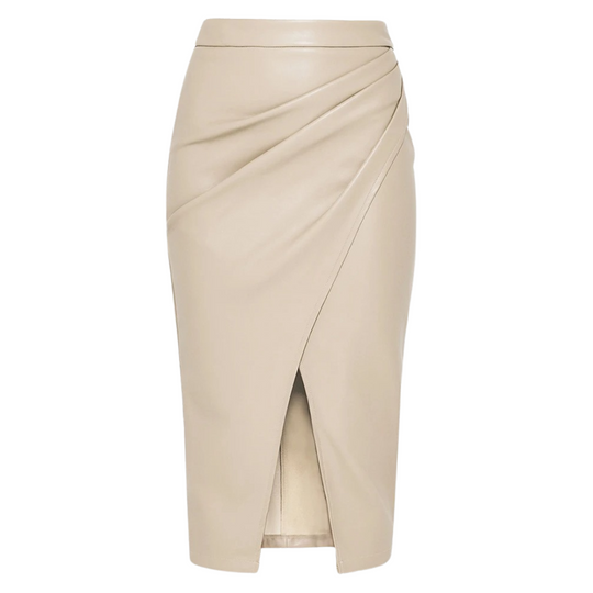 Midi-rok in imitatieleer voor dames