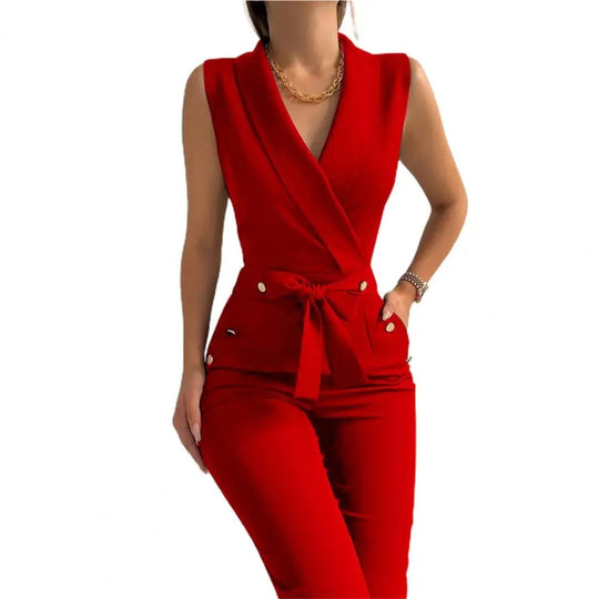 Casual dames-jumpsuit met V-hals