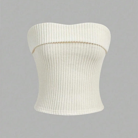Dames geribbelde strapless slim fit tube top