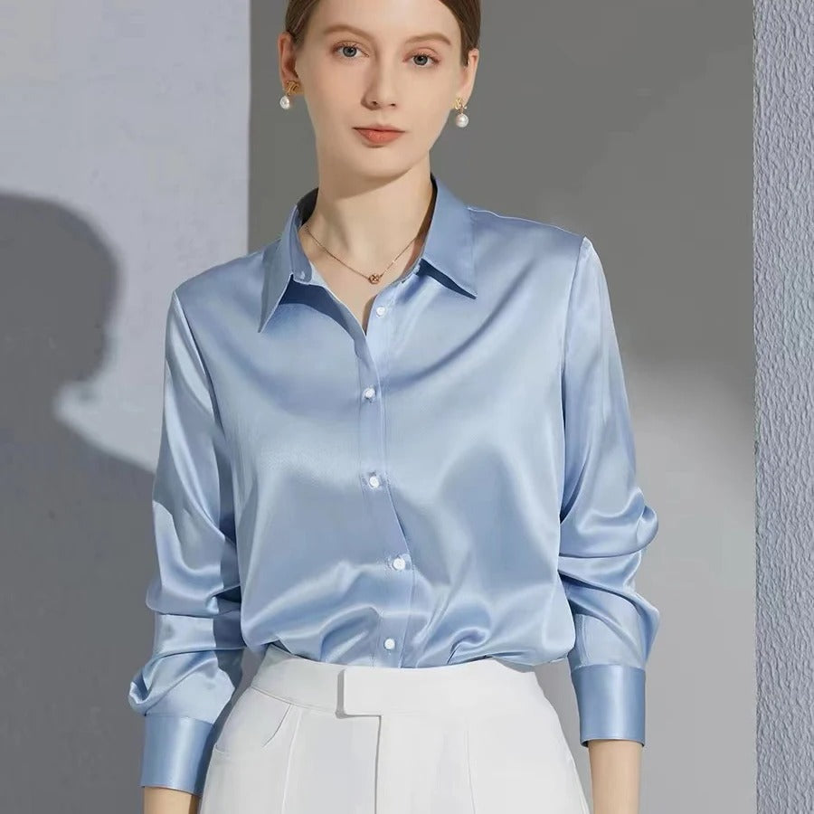 Dames Knoop Zijden Blouse