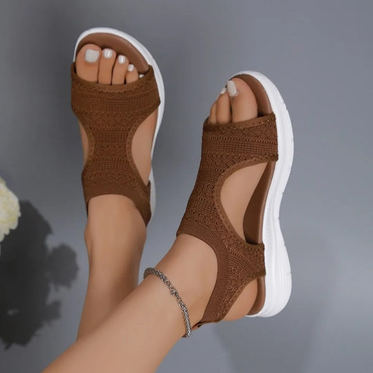 Mesh platform wedge sandalen voor dames