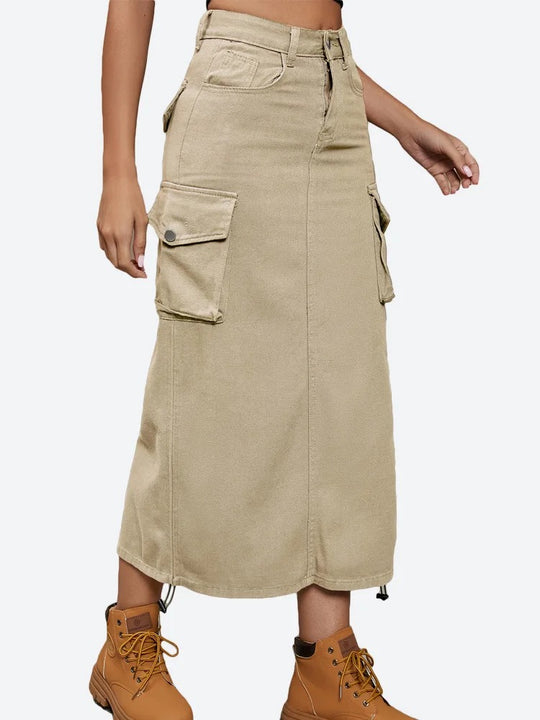 Denim rok met koordje voor dames