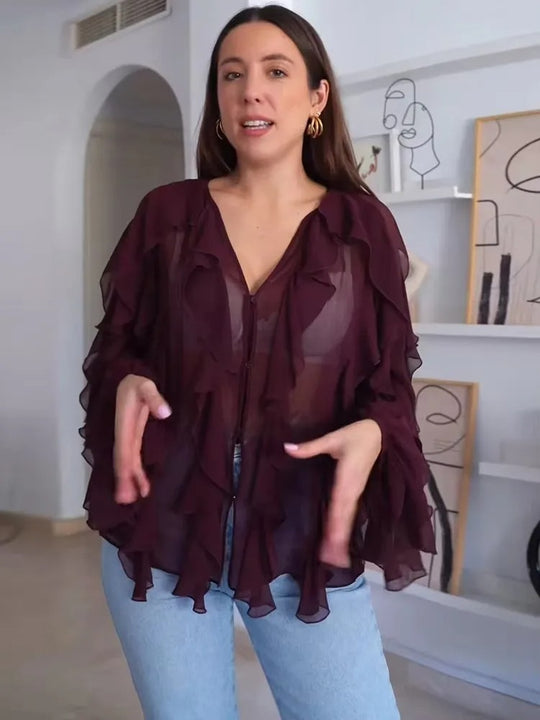 Dames doorschijnende gelaagde blouse