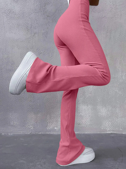 Damesbroek met hoge taille en ribboord