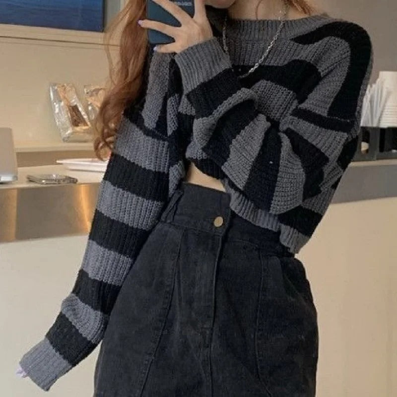 Dames Vintage Oversized Korte Trui