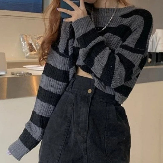 Dames Vintage Oversized Korte Trui