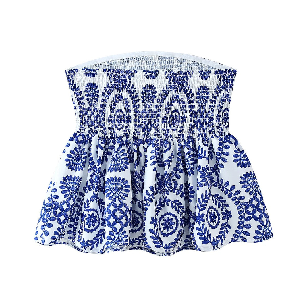 Crop top met bloemenprint en ruches