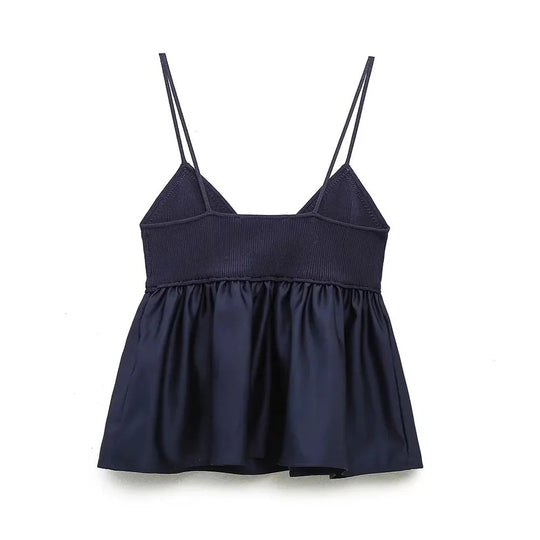 Geplooide kielblouse voor dames met V-hals