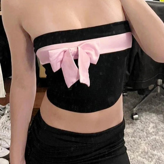Strapless crop top met strik voor dames