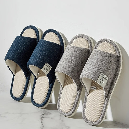 Heren linnen huisslippers