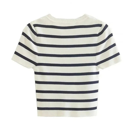 Gebreide gestreepte cropped top voor dames