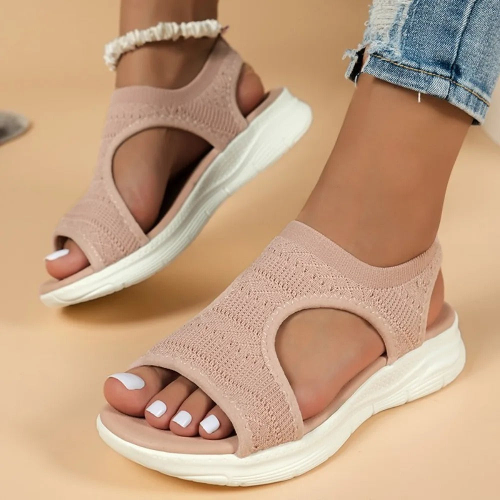 Mesh platform wedge sandalen voor dames