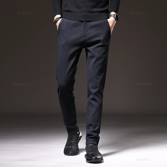 Heren slim fit katoenen broek