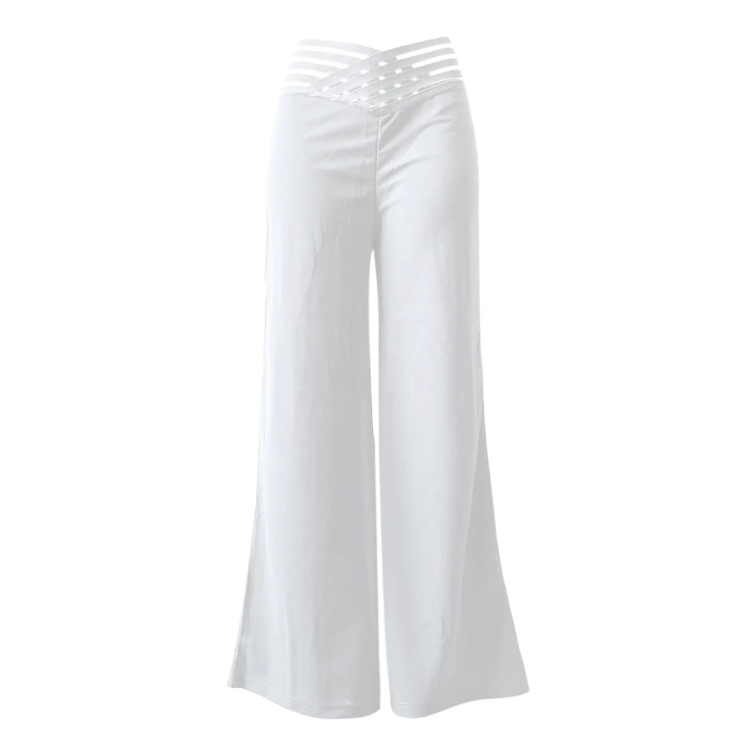 Uitlopende broek met gekruiste mesh-patch voor dames