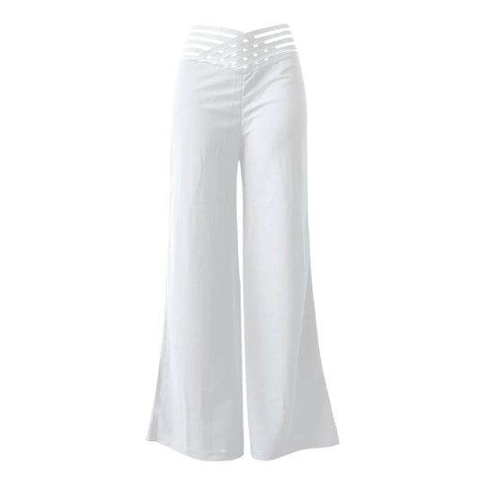 Uitlopende broek met gekruiste mesh-patch voor dames