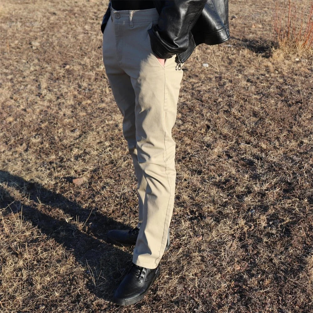 Heren slim fit katoenen broek