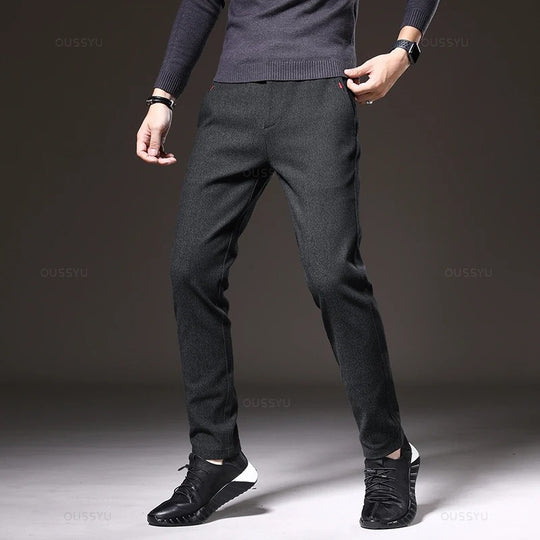 Heren slim fit katoenen broek