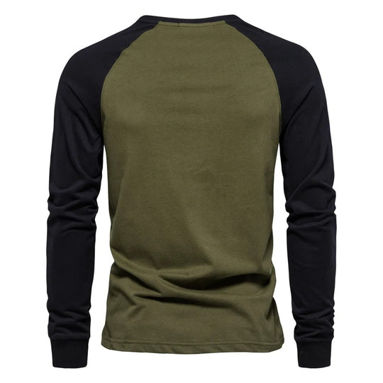 Heren-T-shirt met lange mouwen en patchwork