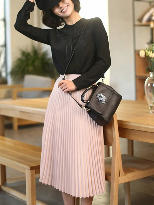 Vrouwen Hoge Taille Geplooide Elastische Rok