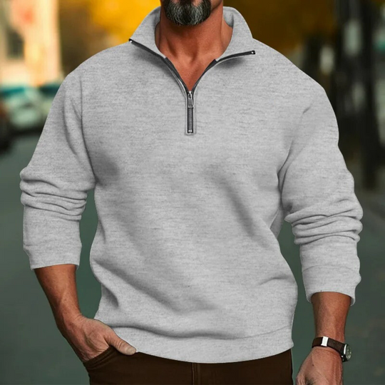 Heren Sweatshirt met halve rits met staande kraag