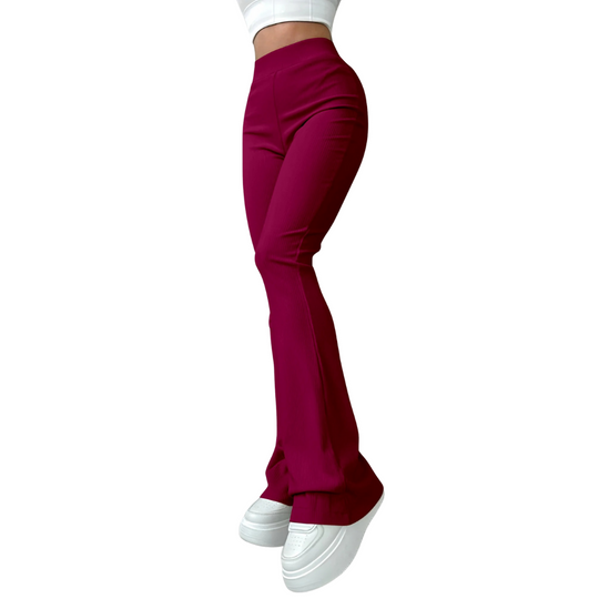 Damesbroek met hoge taille en ribboord