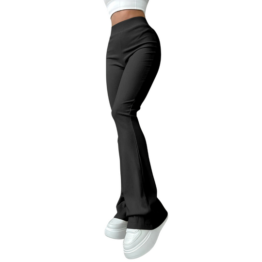 Damesbroek met hoge taille en ribboord