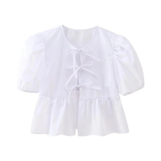 Damesblazer met gekatte mouwen en pofmouwtjes