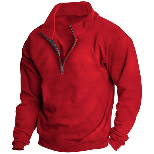 Heren Sweatshirt met halve rits met staande kraag