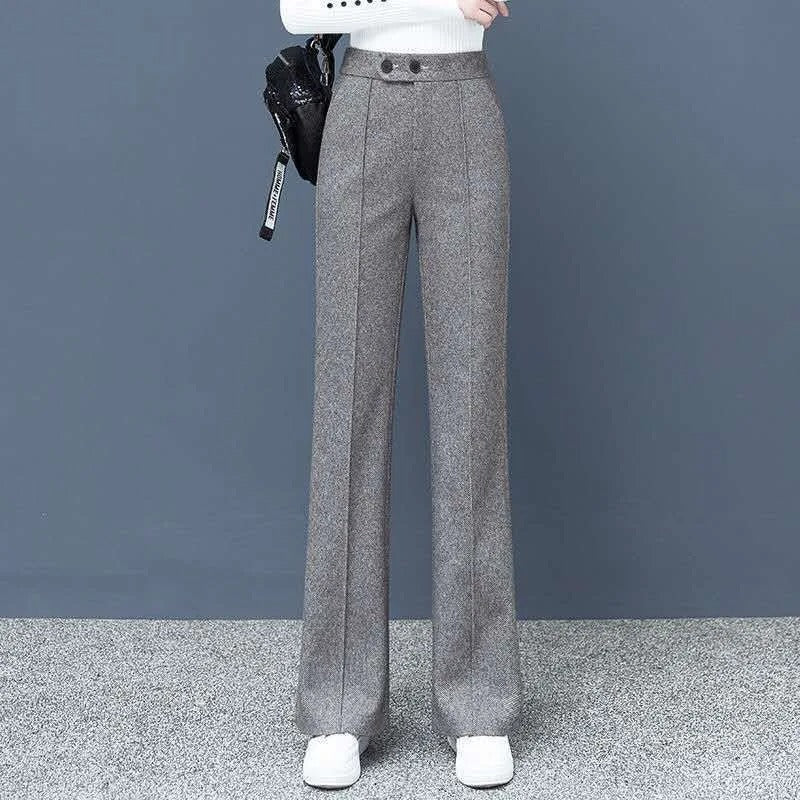 Dames wolmix rechte broek