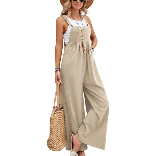 Baggy Bib-jumpsuit met wijde pijpen voor dames