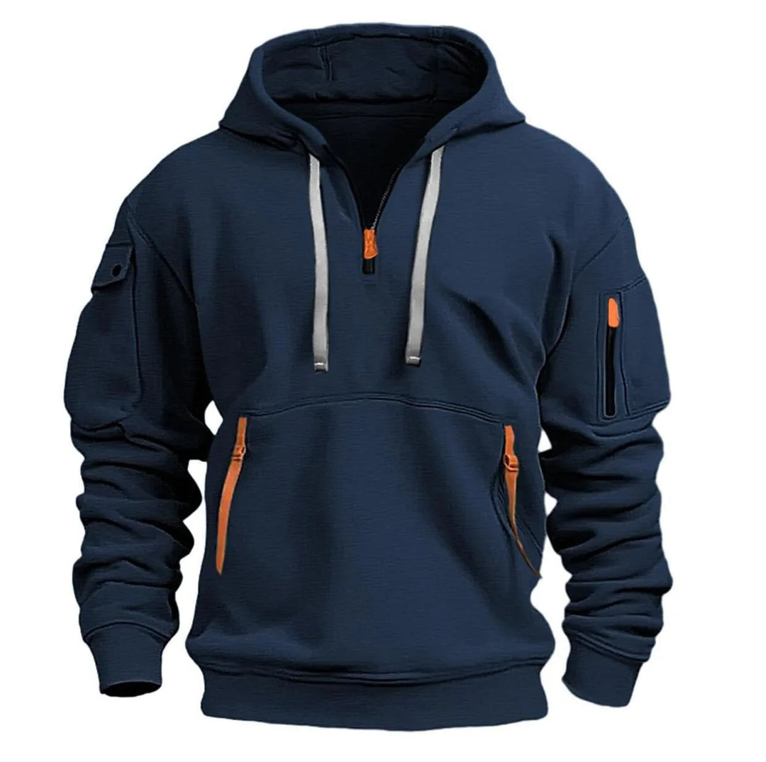 Herensweater met capuchon en meerdere zakken