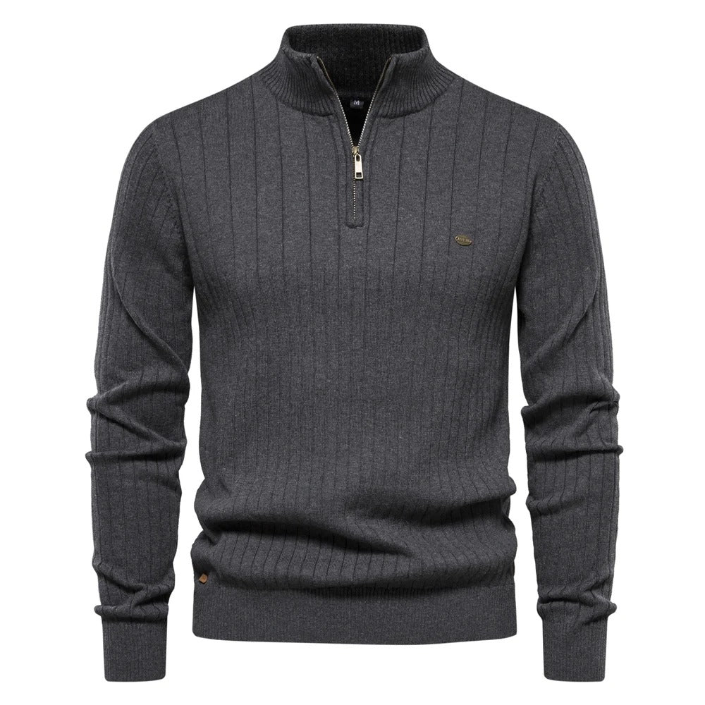 Gebreide herensweater met opstaande kraag